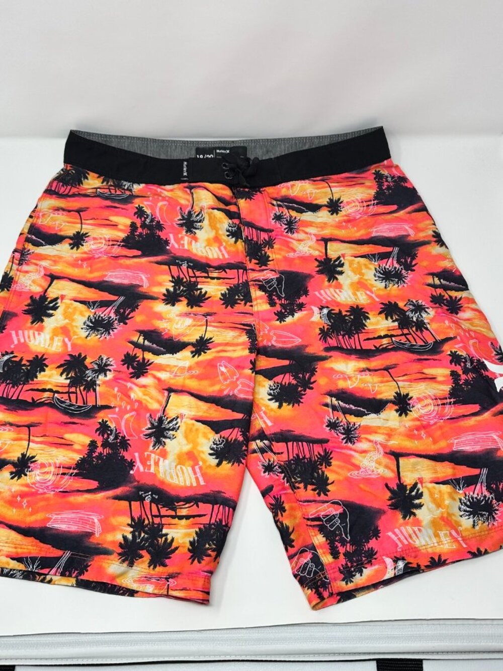 GUC Boy's Hurley Tropical Black/Pink/Orange Board shorts, Size: 18 / 29